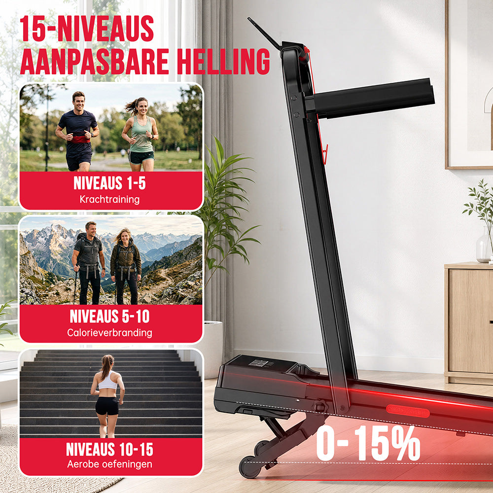 Opvouwbare Loopband Y5 met Borstelloze Motor, 0%-15% Automatische Hellingshoek
