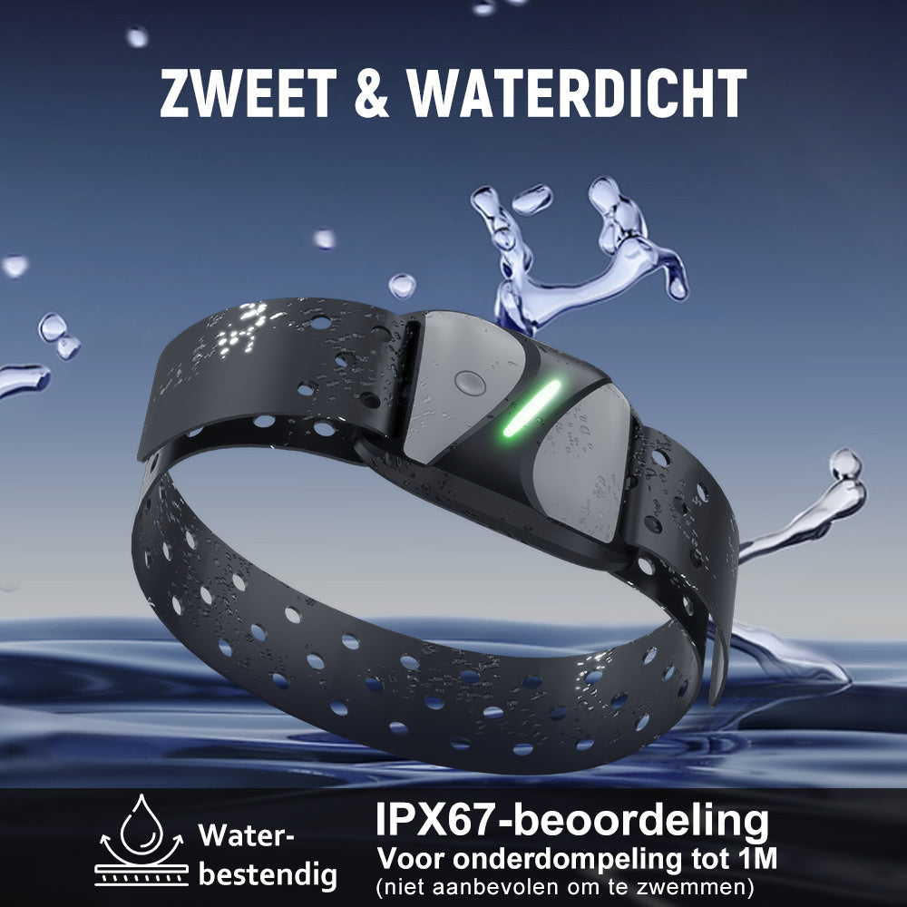 Hartslagmeter Armband, Bluetooth 5.0/ANT+, IP67 Waterdicht