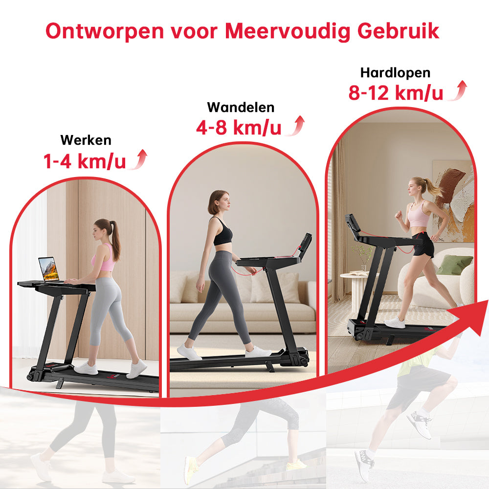 Opvouwbare Loopband Q8, Snelheid 1-12KM/H, Handmatige Helling van 5%