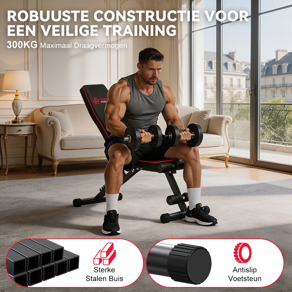 Opvouwbare Fitnessbank B1, Verstelbare Rugleuning
