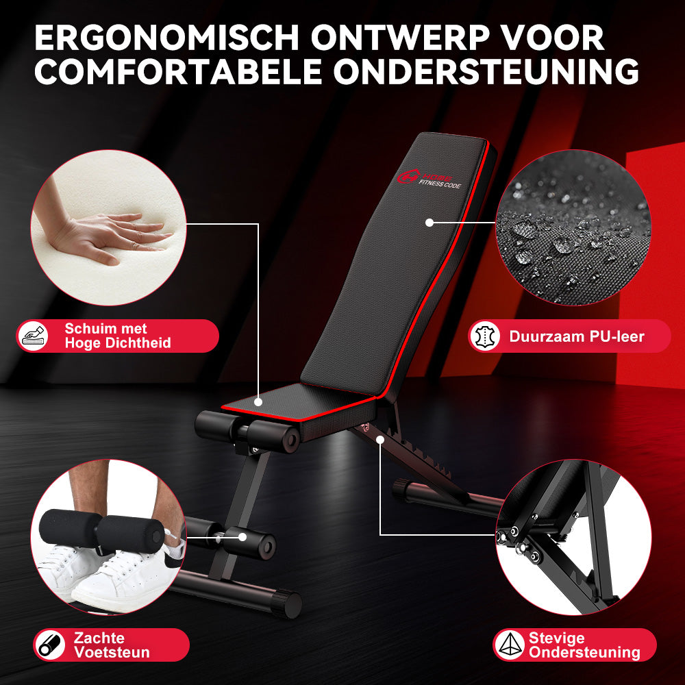 Opvouwbare Fitnessbank B1, Verstelbare Rugleuning