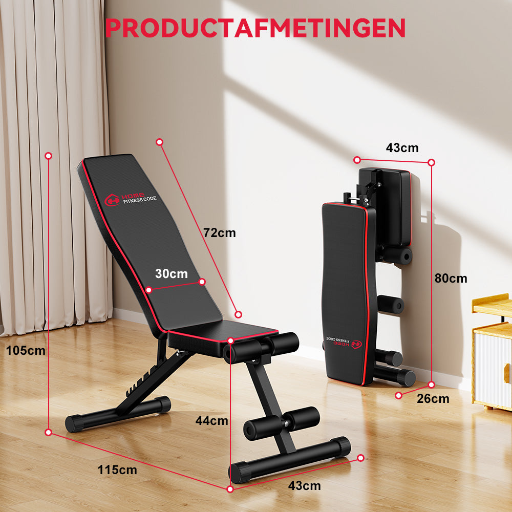 Opvouwbare Fitnessbank B1, Verstelbare Rugleuning