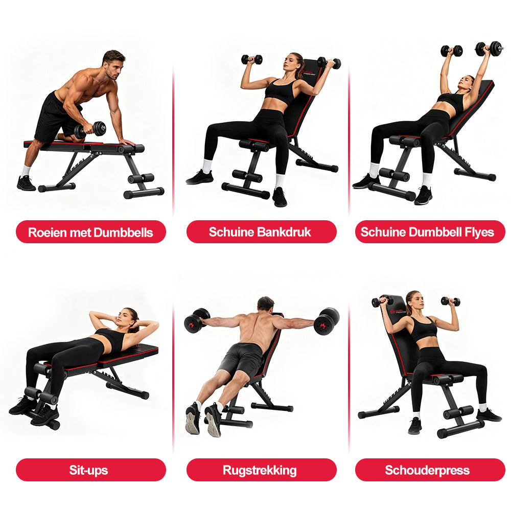 Opvouwbare Fitnessbank B1, Verstelbare Rugleuning