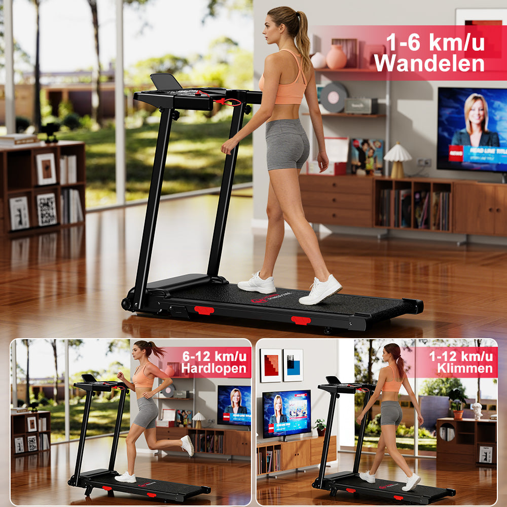 Opvouwbare Loopband Q5 met Helling, Borstelloze Motor, Snelheid 1-12km/u