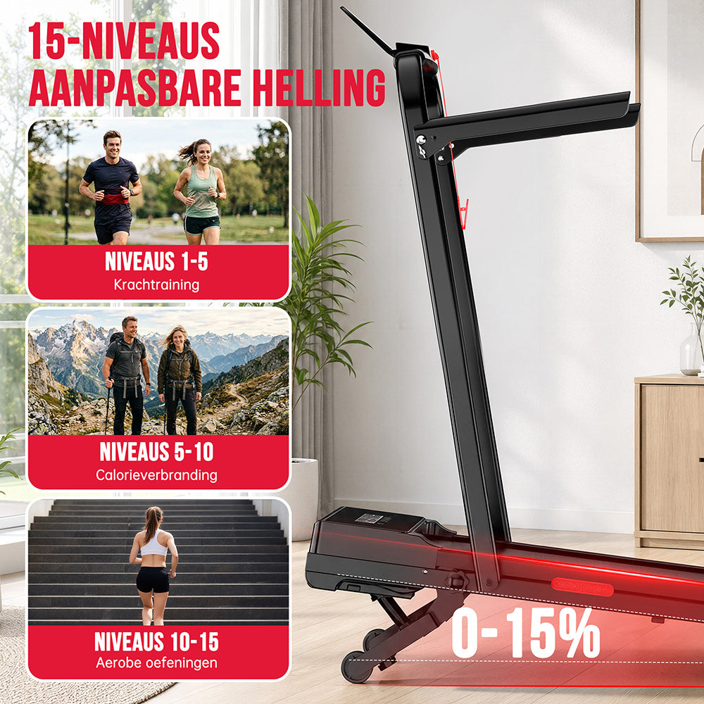 Opvouwbare Loopband Y5 met Borstelloze Motor, 0%-15% Automatische Hellingshoek