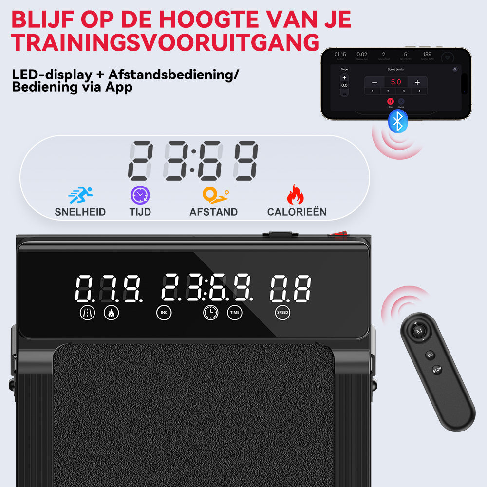Loopband Q2 Pro met 5% Handmatige Helling, Snelheid 1-10 km/u (Nieuwe Versie)