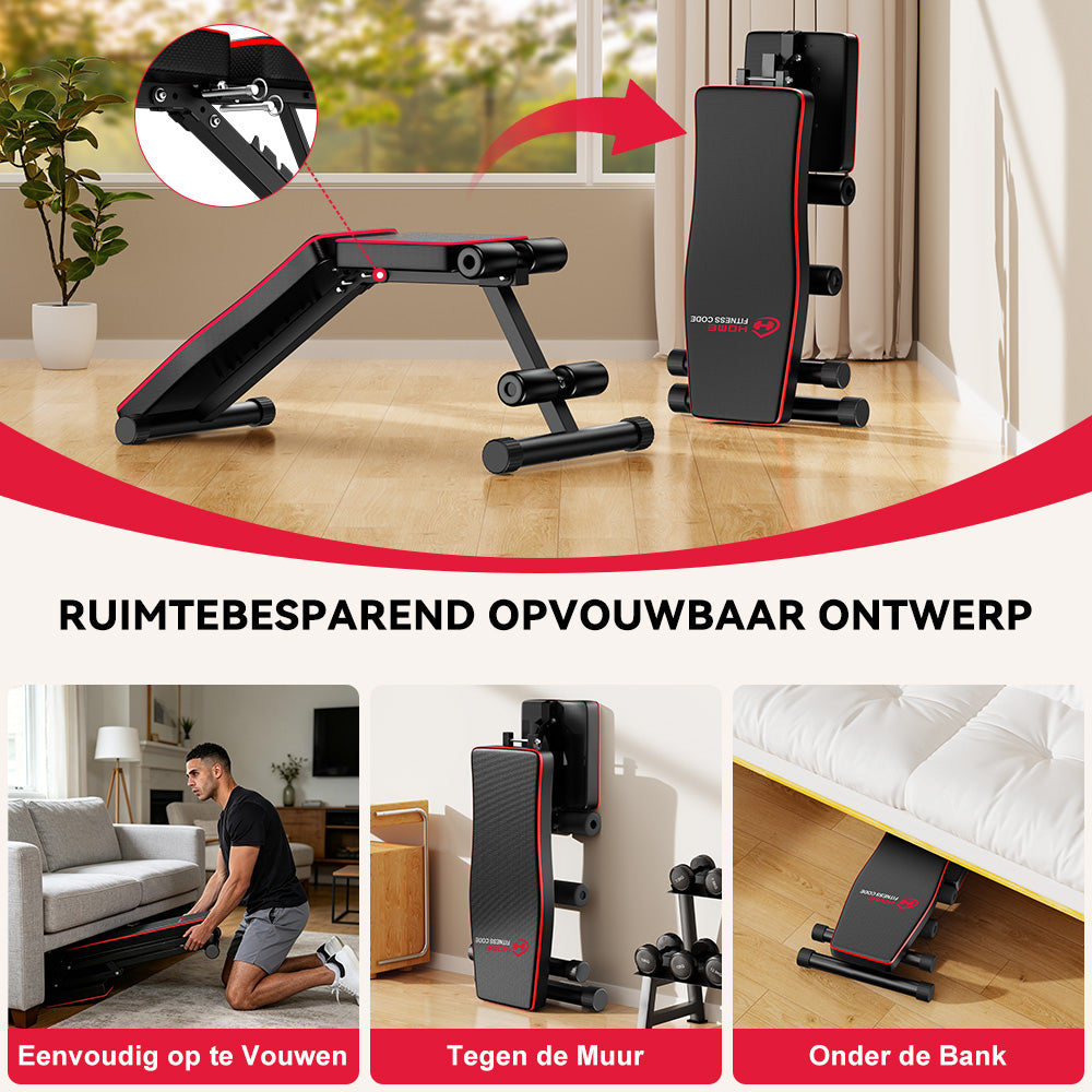 Opvouwbare Fitnessbank B1, Verstelbare Rugleuning